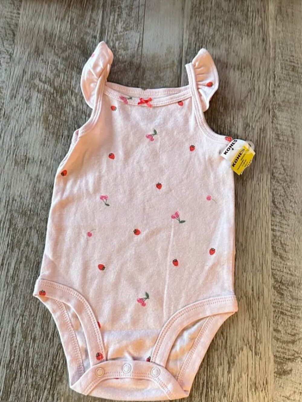 Baby Bodysuit with Strawberry and Cherry Print 3mos